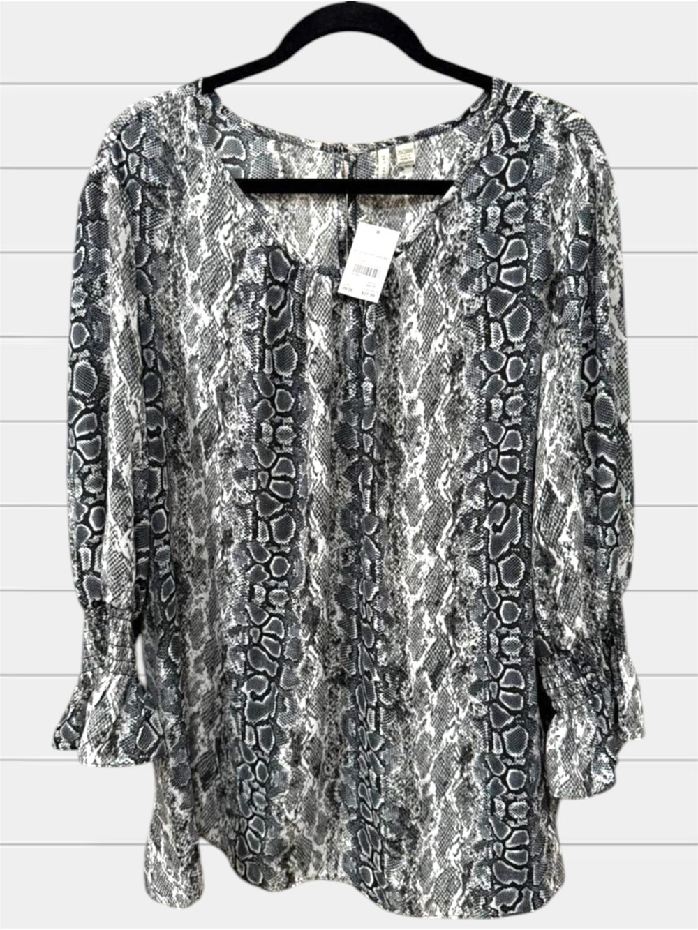 Cato Black and Gray Snake Print Blouse